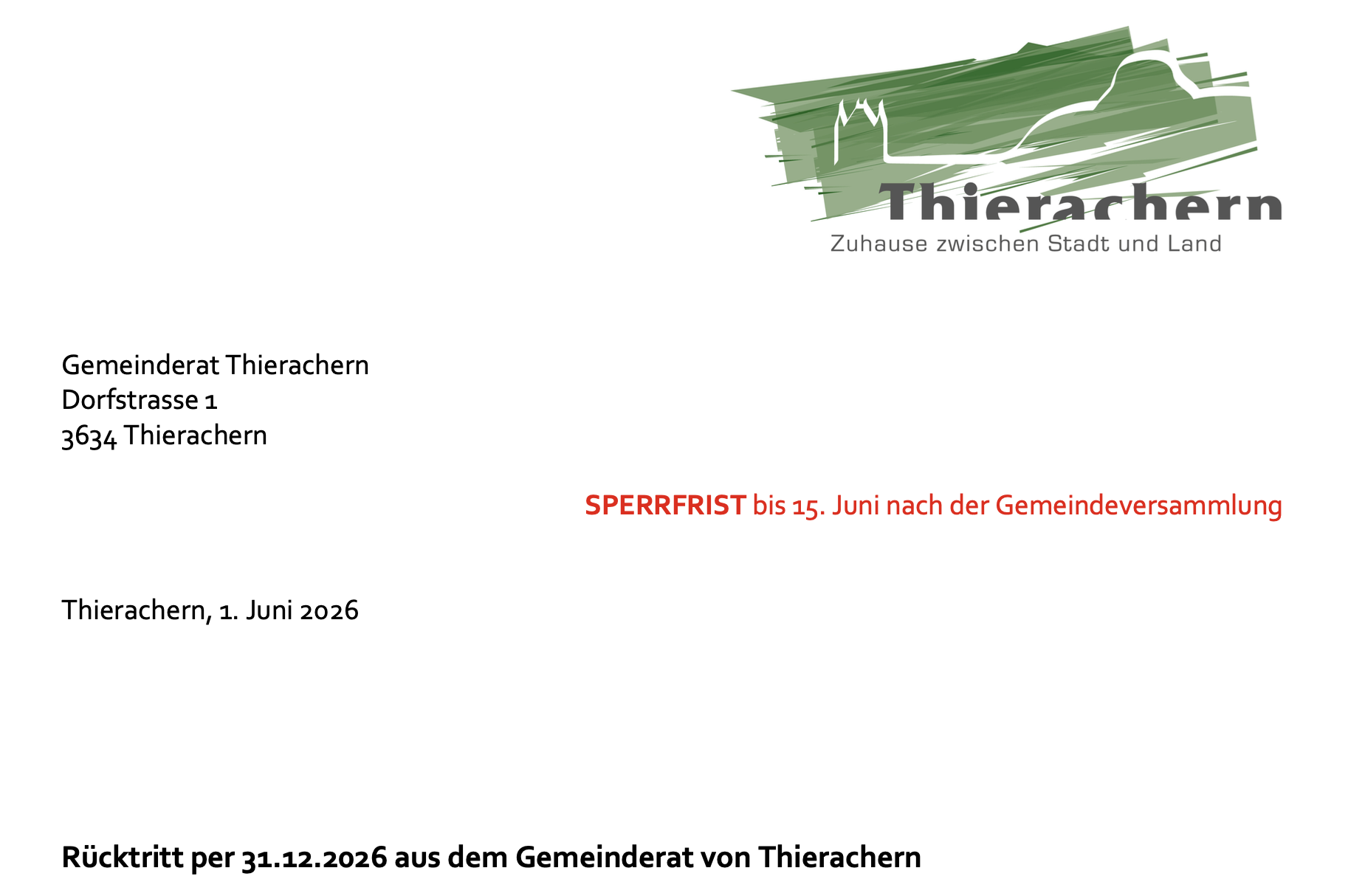Rücktrittsschreiben